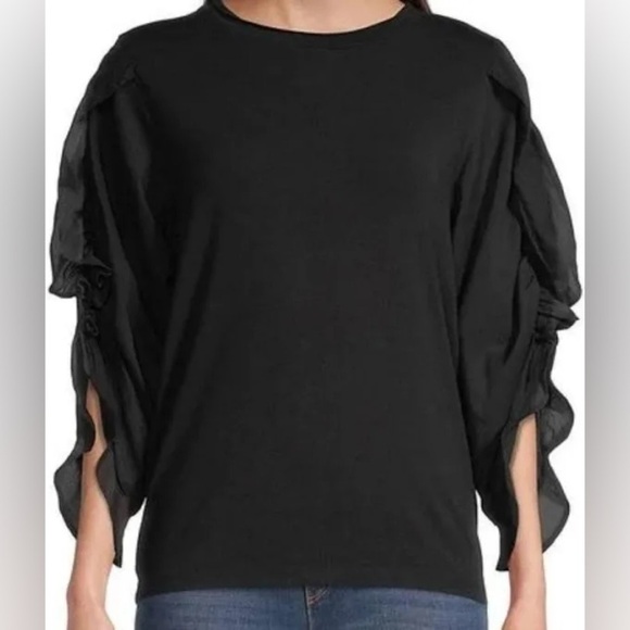 KOBI HALPERIN Veronica Sleeve Top in Black - Picture 1 of 5